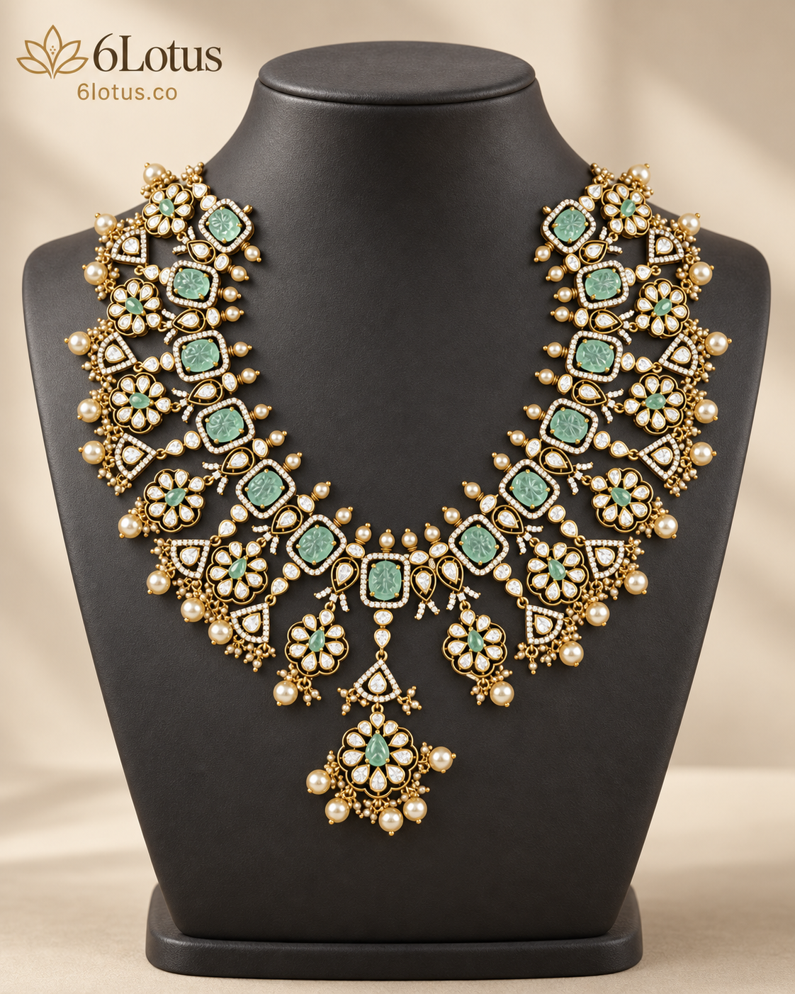 Gulbahar 92.5 silver necklace on a display stand