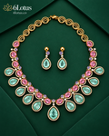 6Lotus 1004 Blush Aqua Teardrop 92.5 Silver Necklace Set hero image
