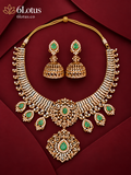 6Lotus 1015 Emerald Jhumka Statement 92.5 Silver Necklace Set hero image