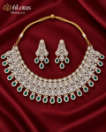 6Lotus 1016 Emerald Teardrop Cascade 92.5 Silver Necklace Set hero image