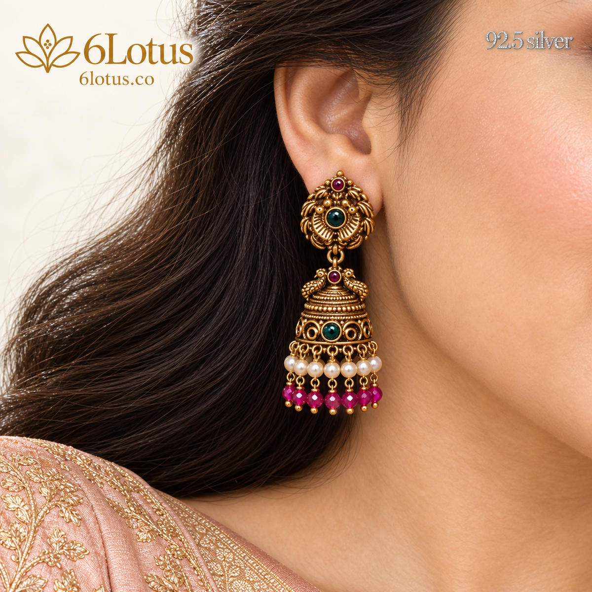 Nakshi Jumka — Pink Beads — 1032 — detail