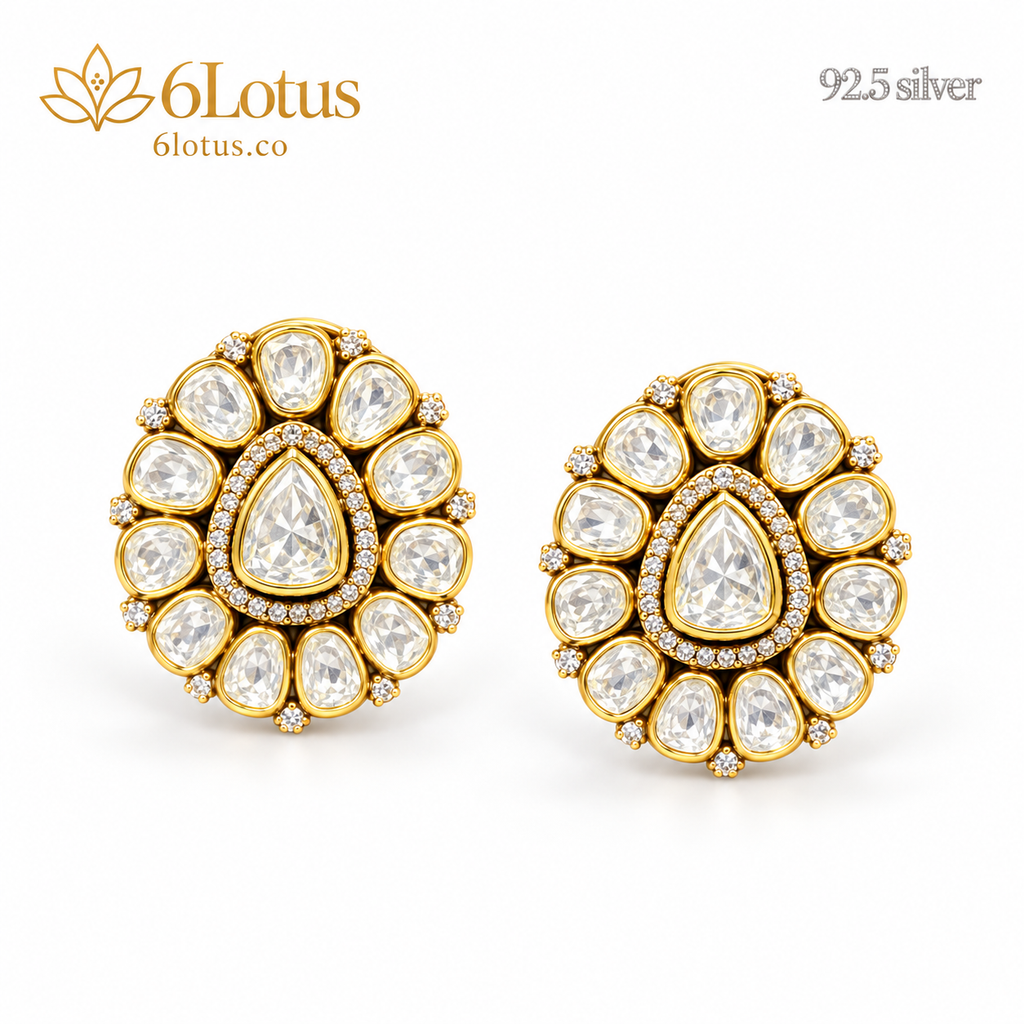 Clear Teardrop Kundan Stud Earrings — hero — 1033