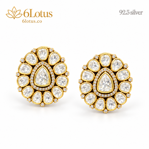 Clear Teardrop Kundan Stud Earrings — hero — 1033