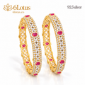 Ruby-Color Swarovski Floral Bangles, set of 2 — hero