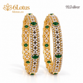 Emerald-Color Swarovski Floral Bangles, set of 2 — hero