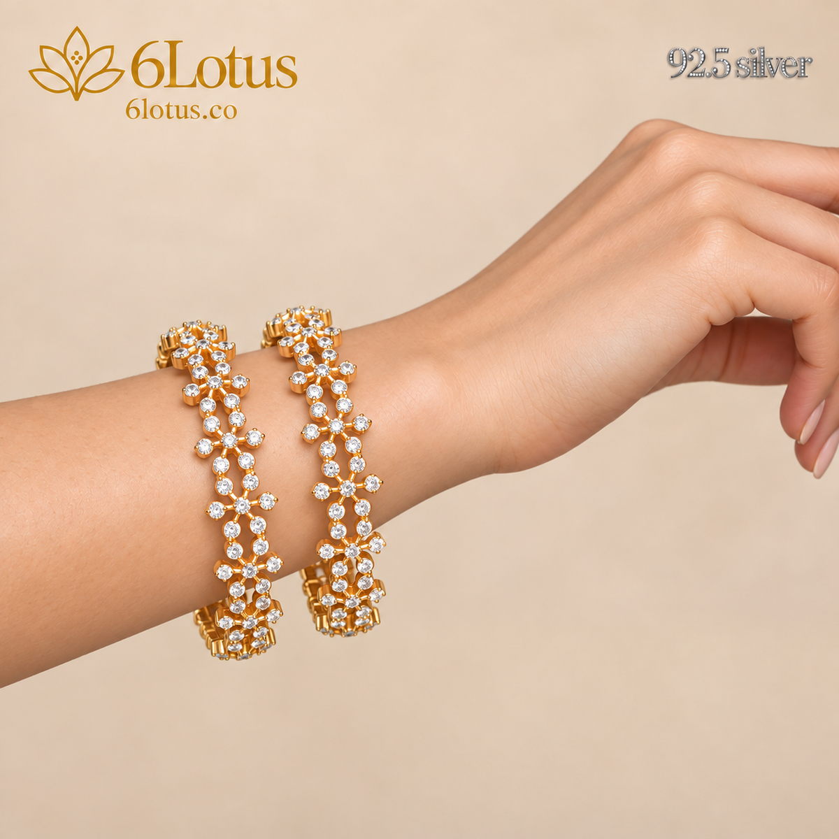 Swarovski Openwork Floral Bangles, set of 2 — detail