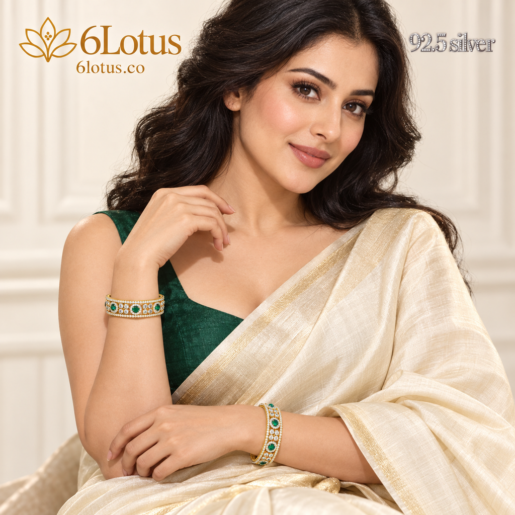 Green halo bangles set of two — portrait