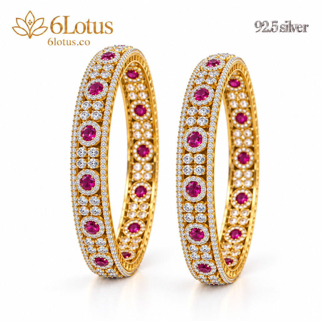 Ruby halo bangles set of two — hero