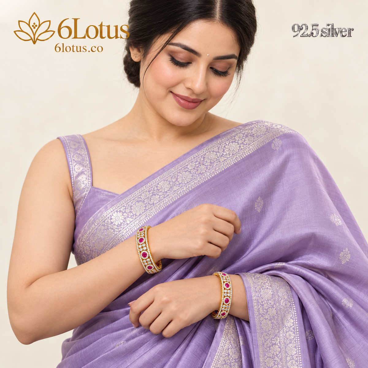 Ruby halo bangles set of two — portrait