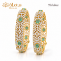 Hexagonal Emerald-Color Floral Bangles — hero