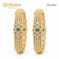 Emerald-Color Teardrop Scroll Bangles — hero