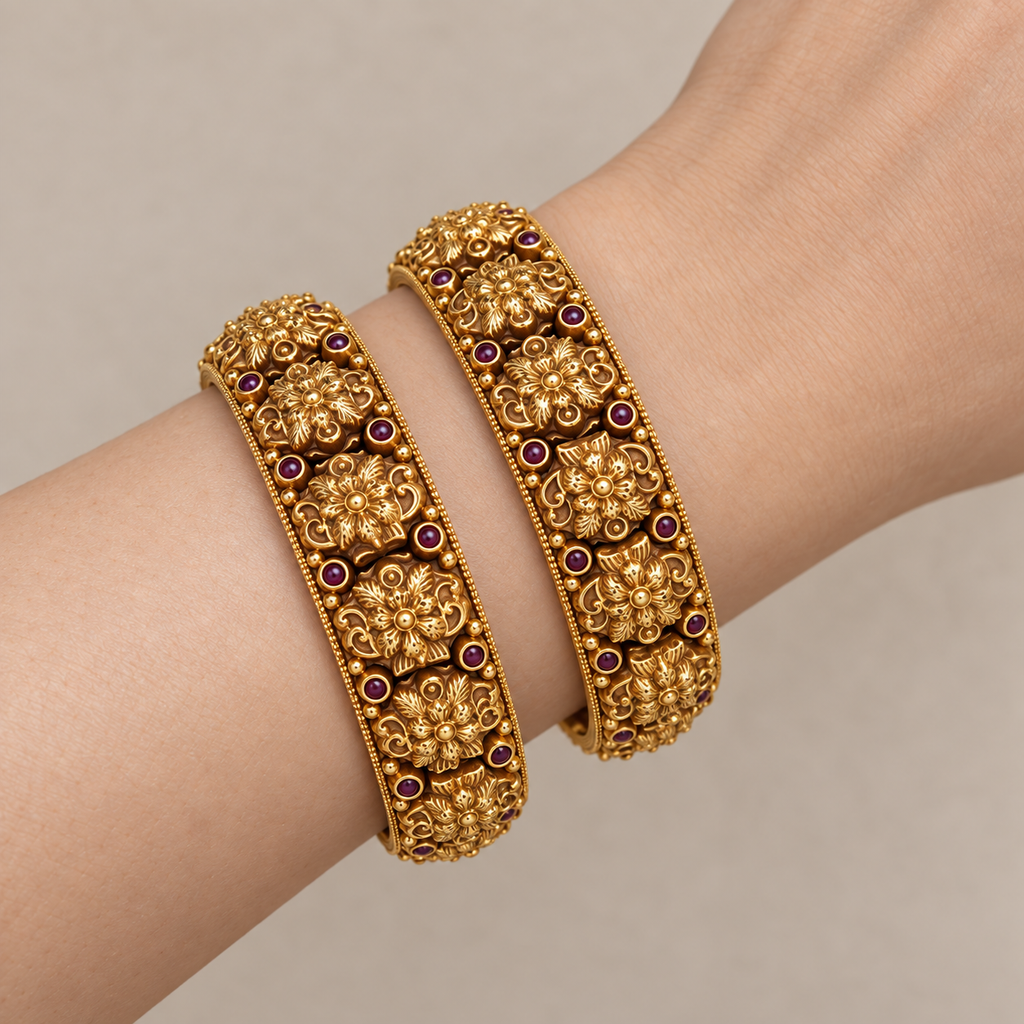 Nakshi Floral Openable Bangles — detail
